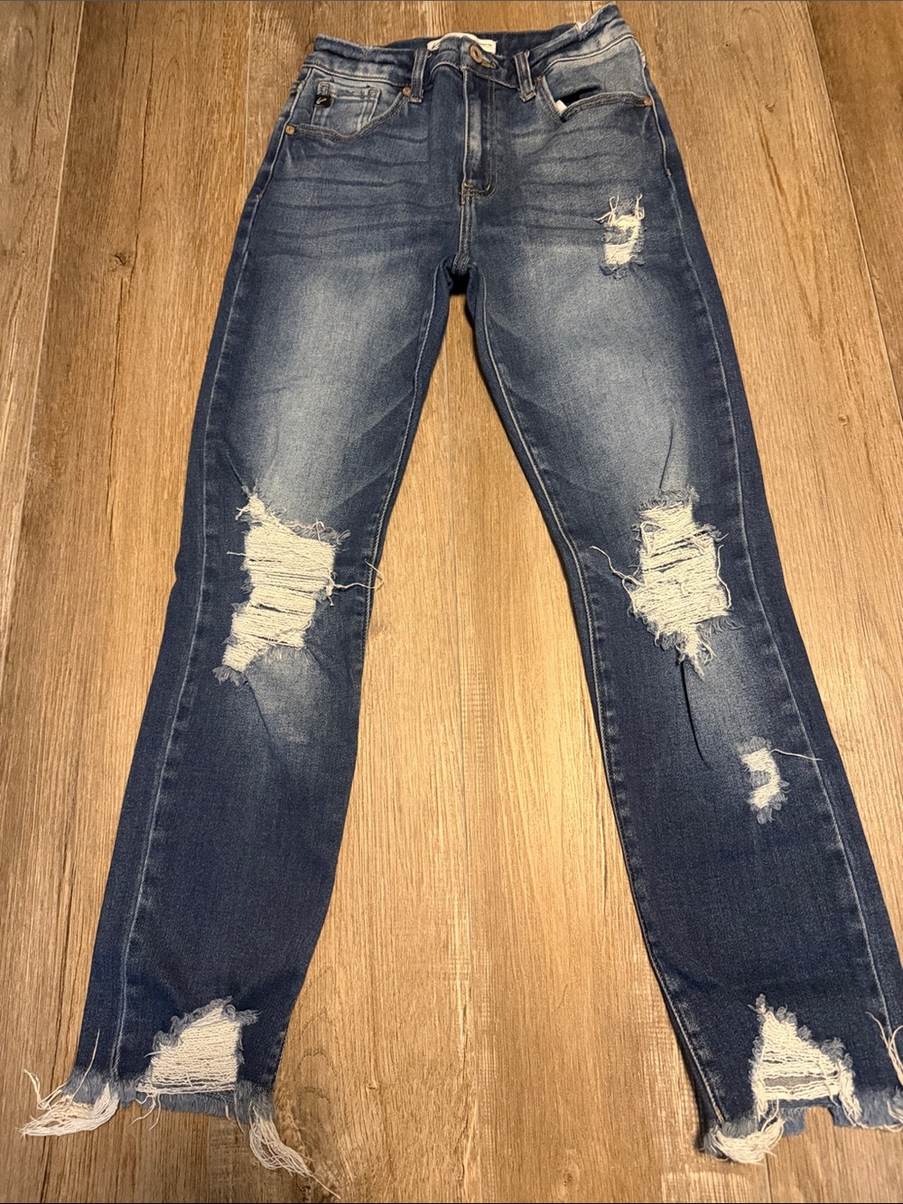 KanCan Distressed Skinny Jeans - Blue Denim
